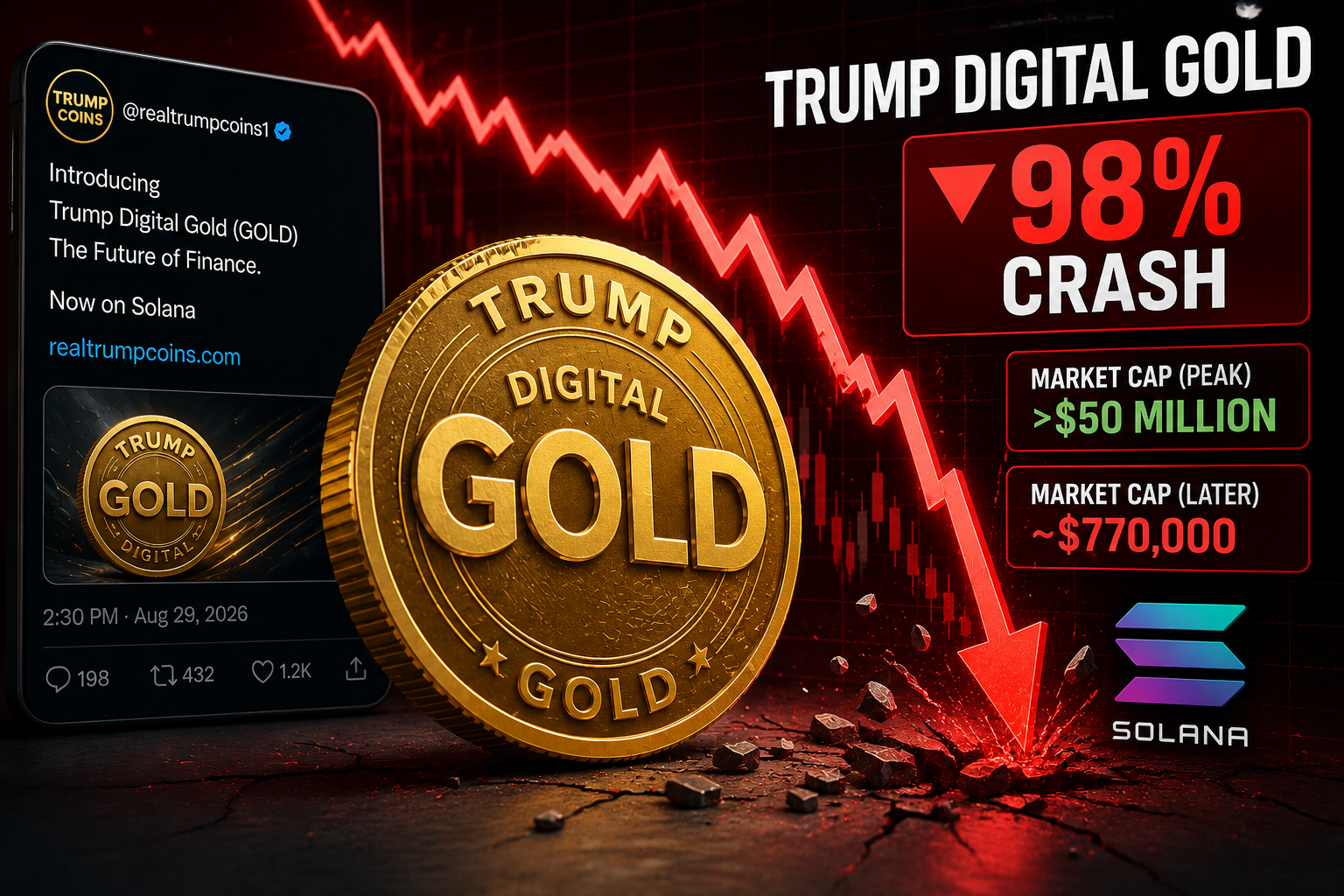 Trump Digital GOLD token crashes 98% after Solana promotion